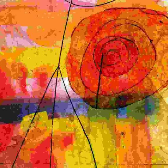 Abstract painting in red color