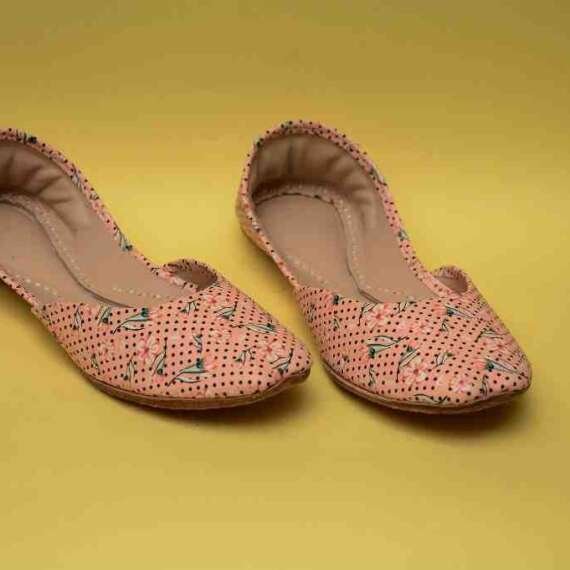 Floral Print Design Khussa – Handmade Leather Footwear